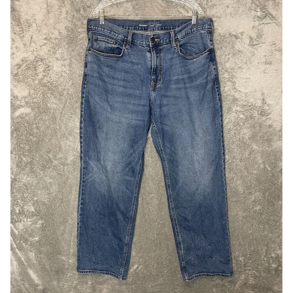 Old Navy Men Classic Relaxed Loose Baggy Skater Fit Medium Wash Denim Jean 36x32